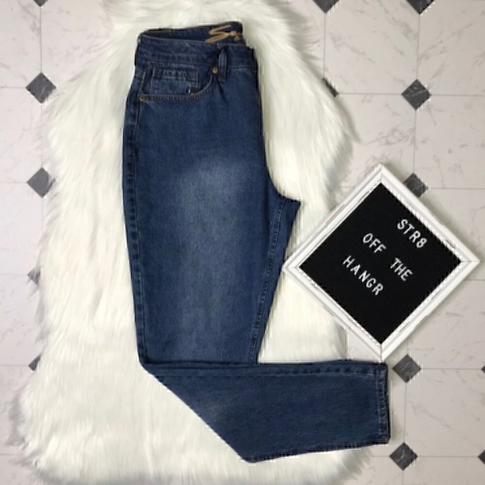 NWT Seven7 blue high rise vintage mom jeans size 8